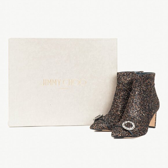 Jimmy Choo Hanover 65 Amethyst Mix Twinkle Glitter Buckled Booties - Picture 11 of 11